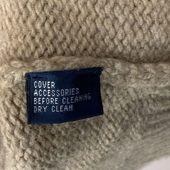 Polo Ralph Lauren 1/4 Zip Sweater XL Tan Light Brown Merino Wool Angora Vintage - Picture 10 of 12